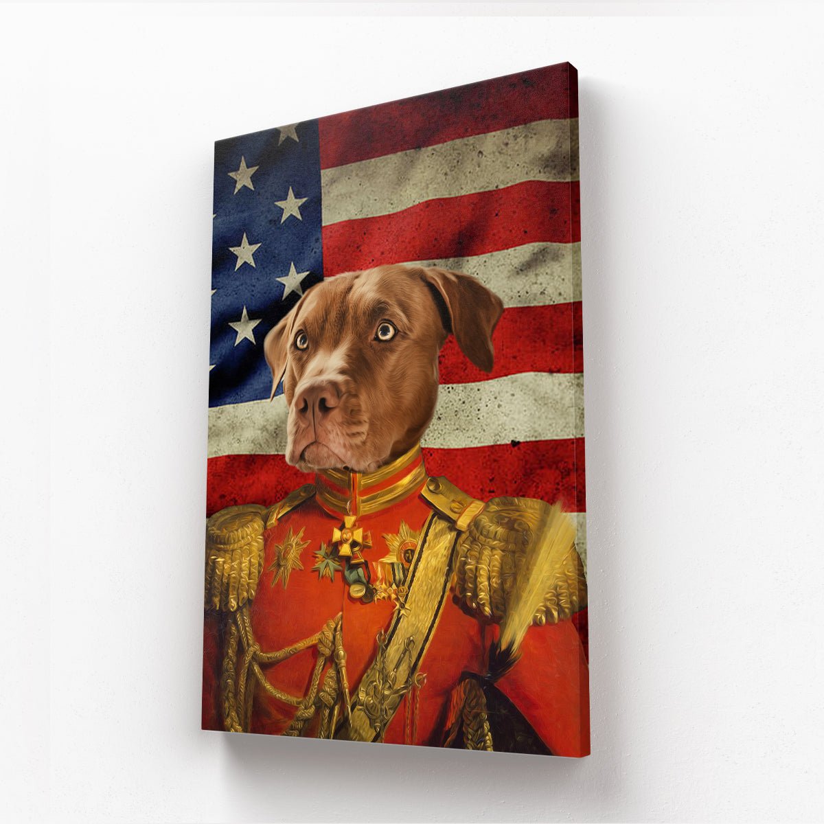 Pet Portraits | The Duke USA Flag Edition: Custom Pet Canvas | Paw & Glory