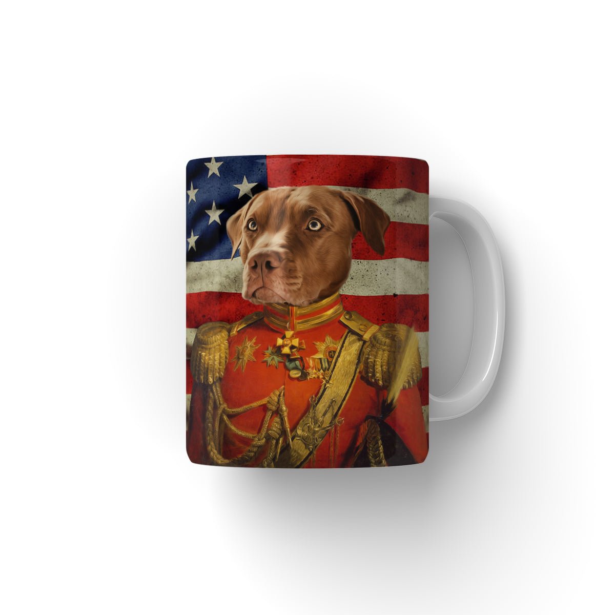 Pet Portraits | The Duke USA Flag Edition: Custom Pet Coffee Mug | Paw & Glory