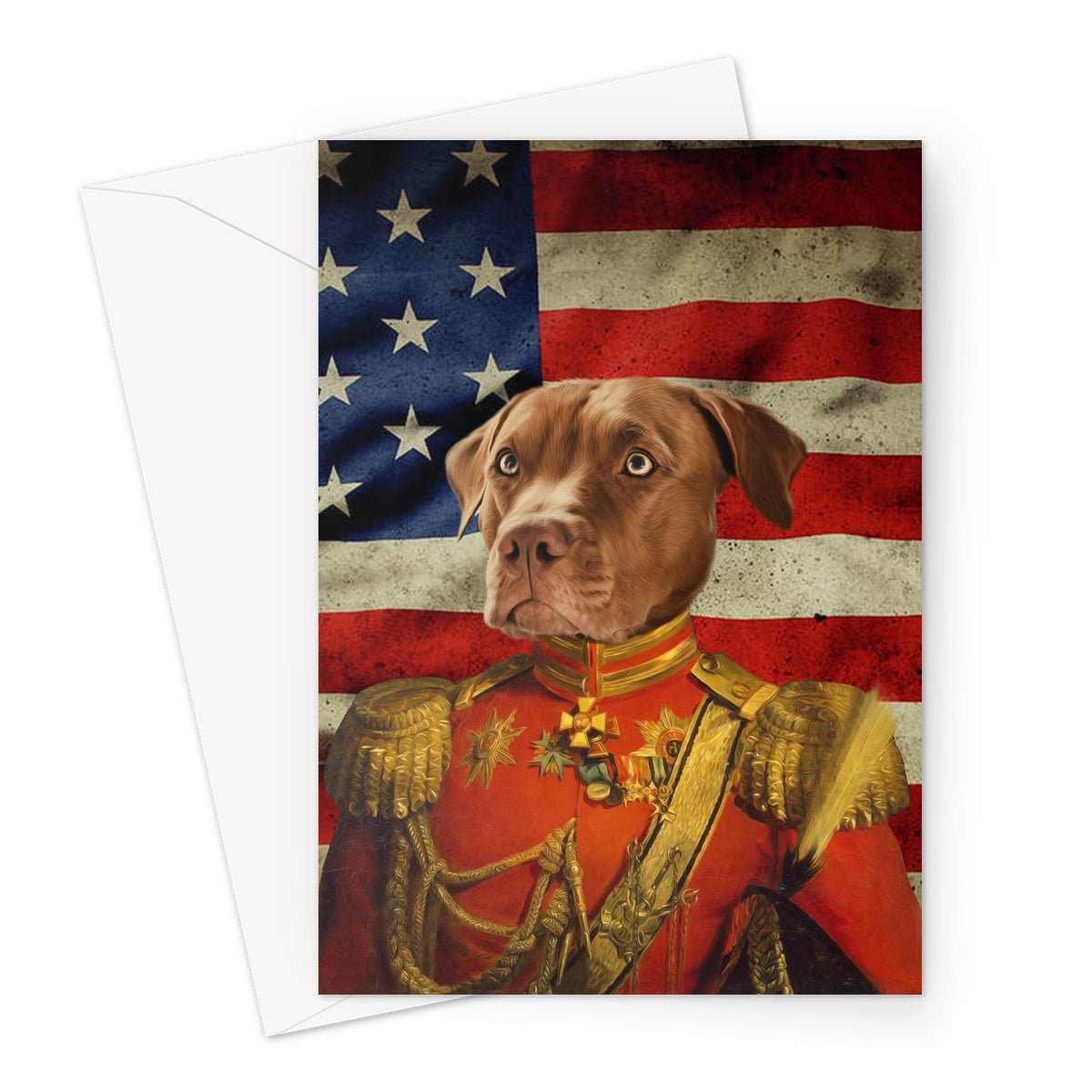 Pet Portraits | The Duke USA Flag Edition: Custom Pet Greeting Card | Paw & Glory