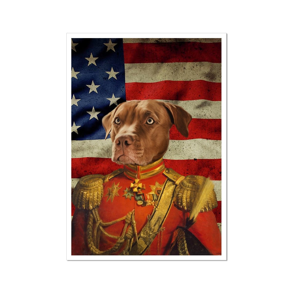 Pet Portraits | The Duke USA Flag Edition: Custom Pet Poster | Paw & Glory