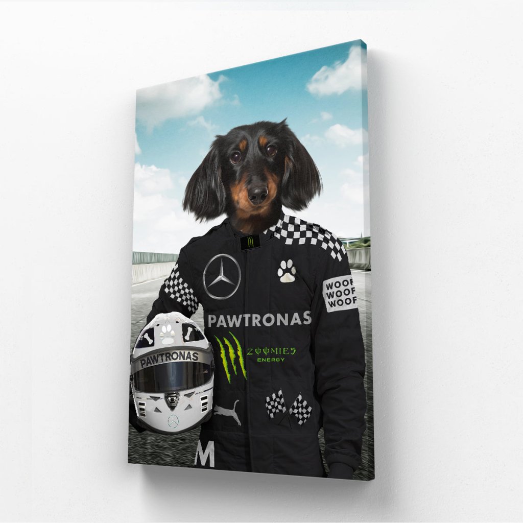 Elite Racing Driver Custom Pet Canvas | Custom Pet Portrait Canvas | Paw & Glory