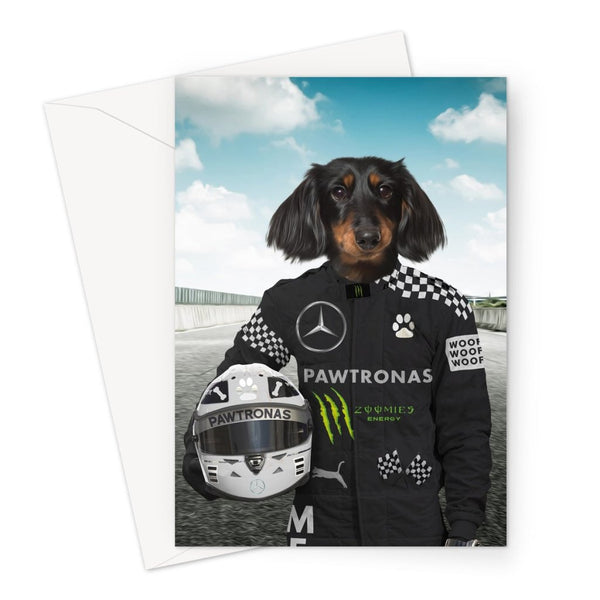 Elite Racing Driver Custom Pet Greeting Card | Personalised Pet Gift | Paw & Glory
