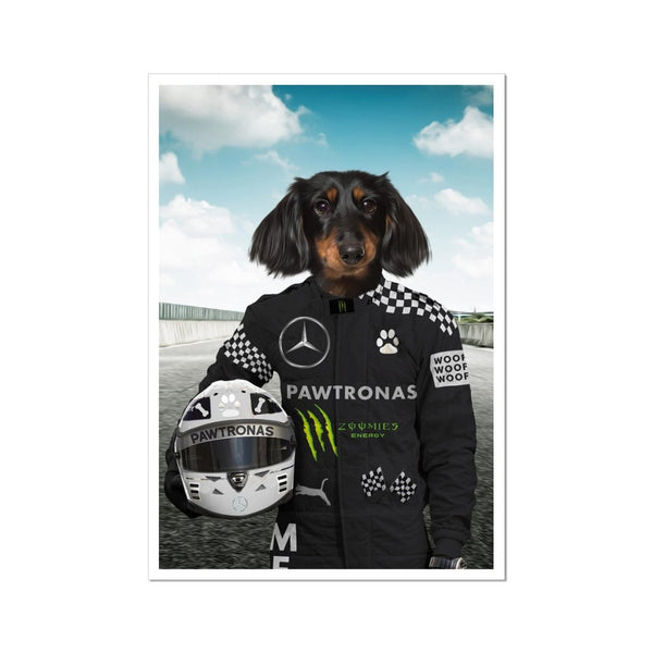 Elite Racing Driver Custom Pet Poster | Custom Pet Portrait Print | Paw & Glory