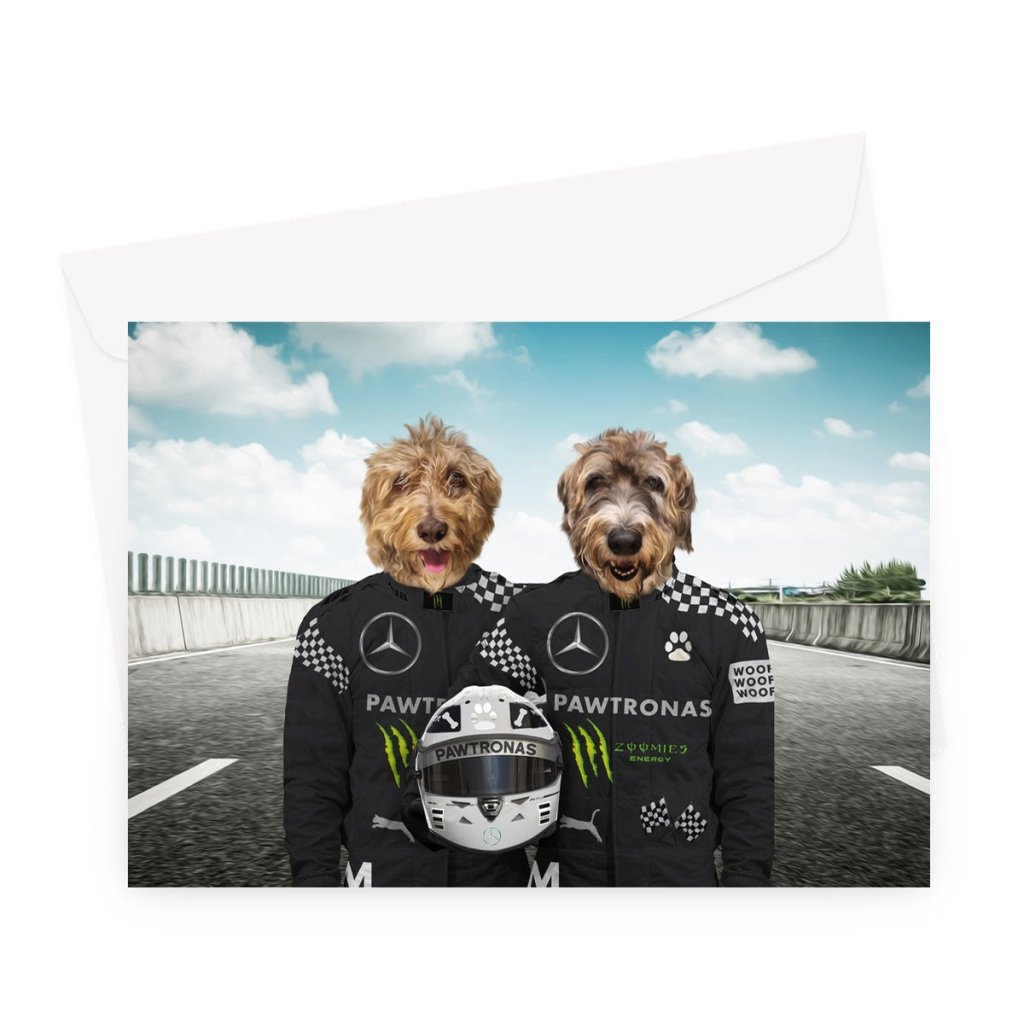 Pet Portraits | The Elite Drivers (Mercedes Inspired): Custom Pet Greeting Card | Paw & Glory