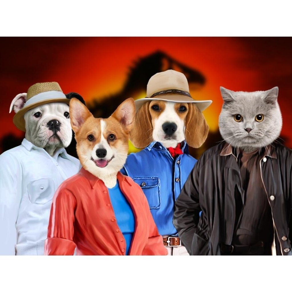 Pet Portraits | The Explorers (Jurassic Park Inspired): Custom Digital Download Pet Portrait | Paw & Glory