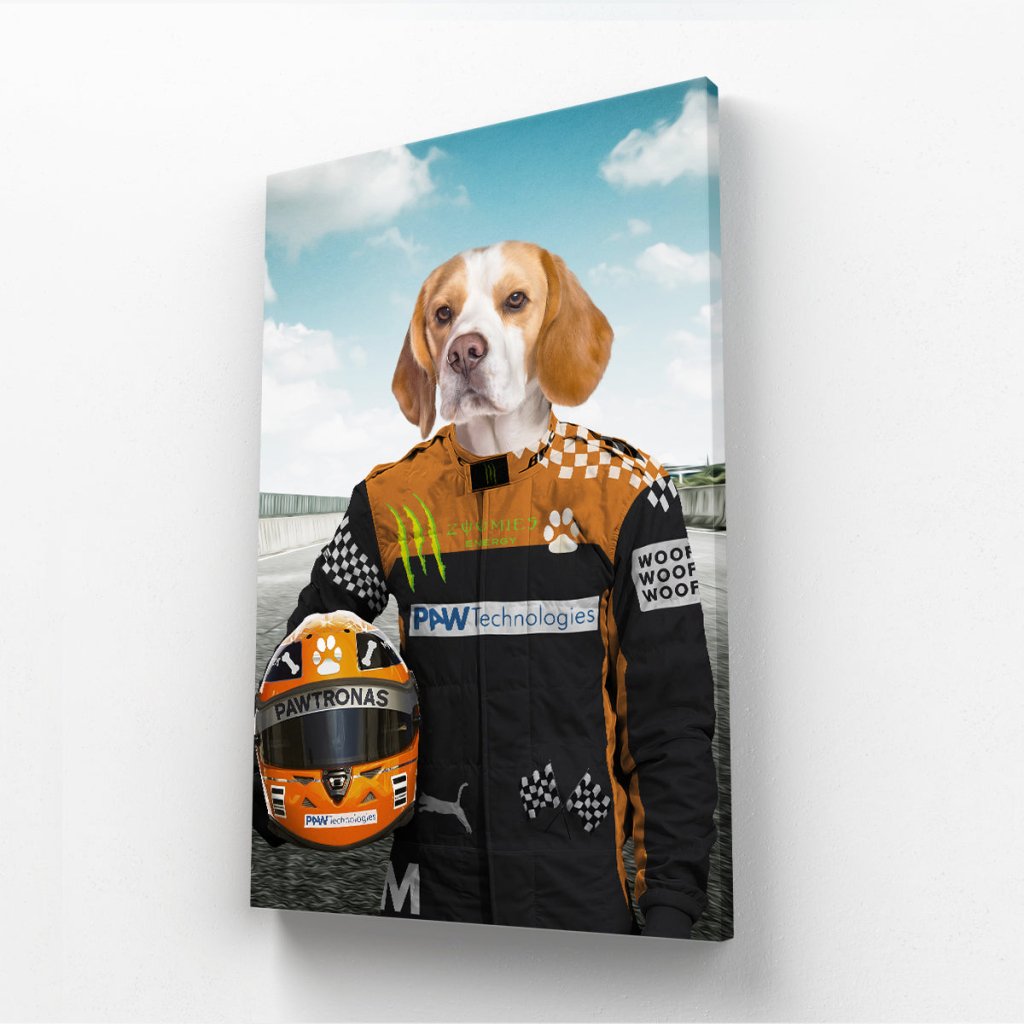 Elite Racing Driver Custom Pet Canvas | Custom Pet Portrait Canvas | Paw & Glory