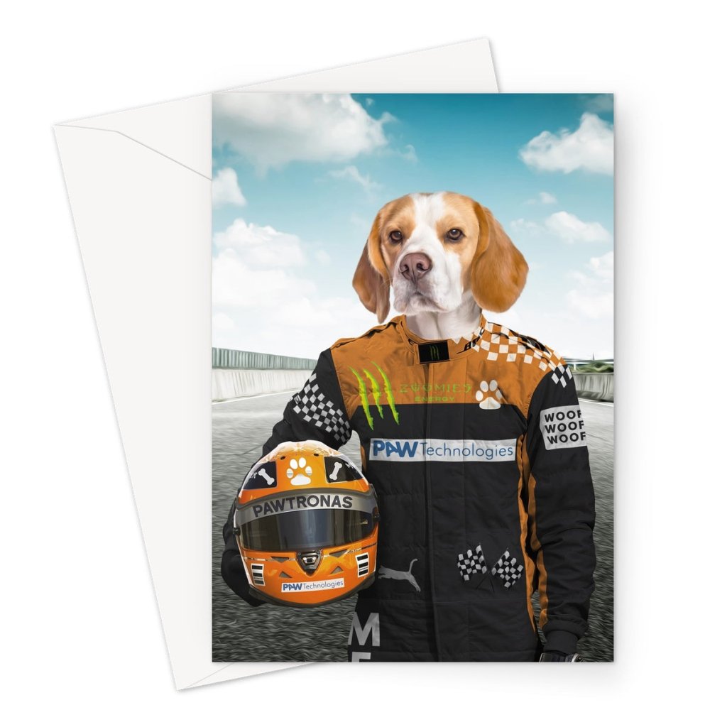 Elite Racing Driver Custom Pet Greeting Card | Personalised Pet Gift | Paw & Glory