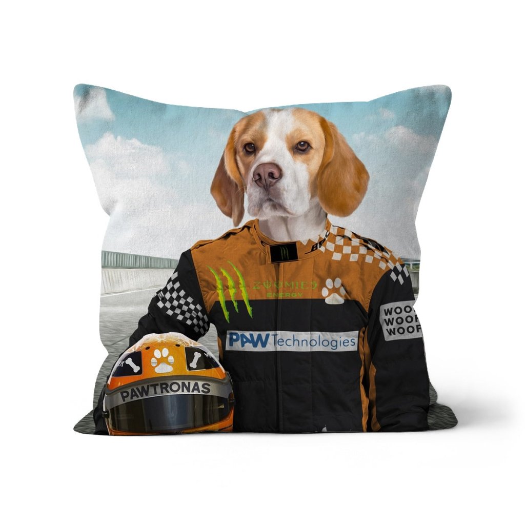 Pet Portraits | The Famous Driver (McLaren Inspired): Custom Pet Pillow | Paw & Glory