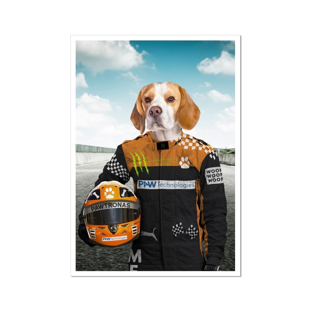 Elite Racing Driver Custom Pet Poster | Custom Pet Portrait Print | Paw & Glory