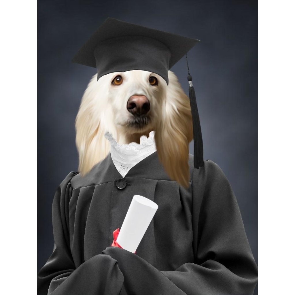 Pet Portraits | The Female Graduate: Custom Digital Download Pet Portrait | Paw & Glory