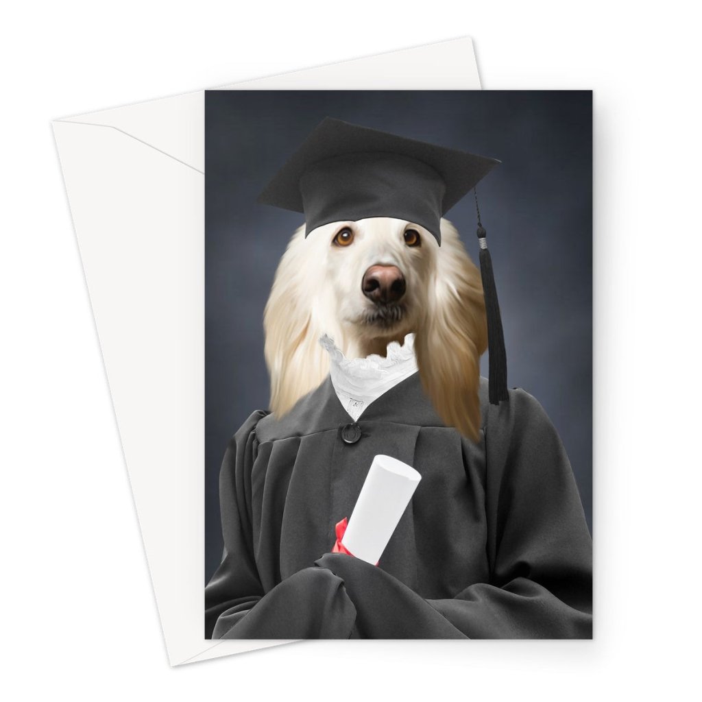 Pet Portraits | The Female Graduate: Custom Pet Greeting Card | Paw & Glory