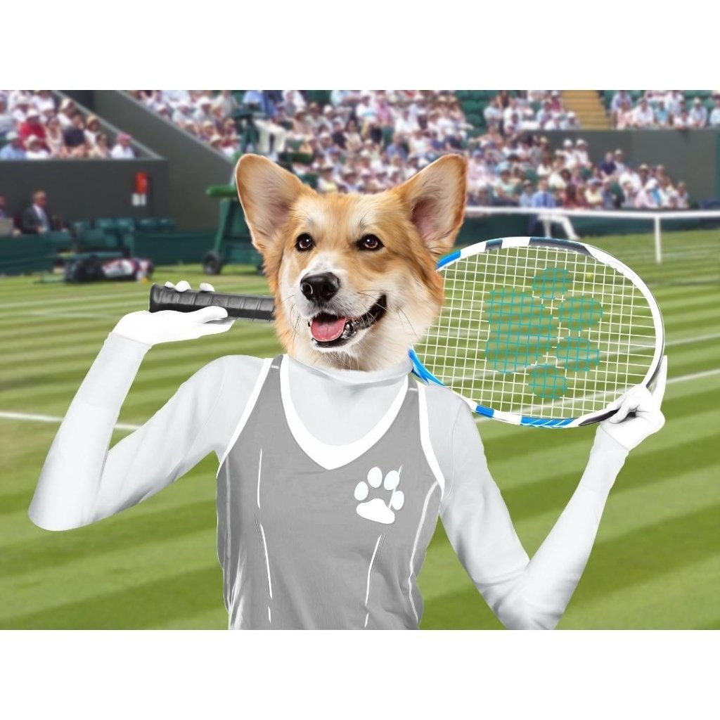 Pet Portraits | The Female Tennis Player: Custom Digital Download Pet Portrait | Paw & Glory