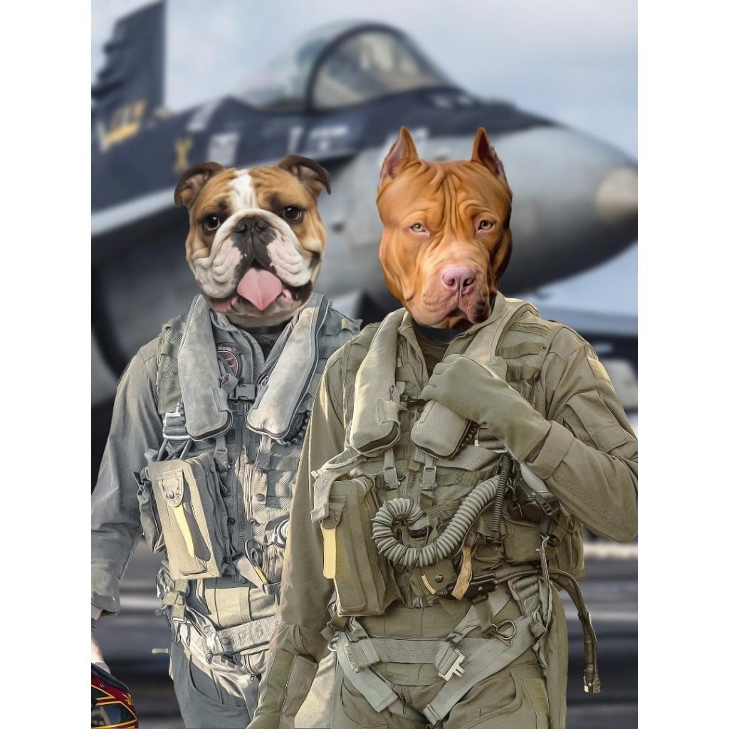Pet Portraits | The Fighter Pilots: Custom Digital Download Pet Portrait | Paw & Glory