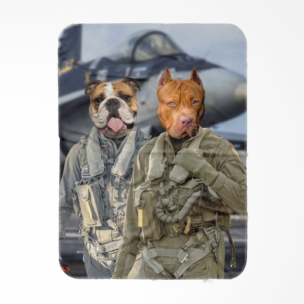 Pet Portraits | The Fighter Pilots: Custom Pet Blanket | Paw & Glory