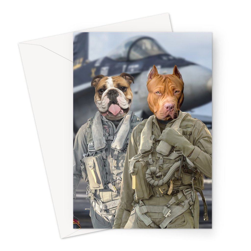 Pet Portraits | The Fighter Pilots: Custom Pet Greeting Card | Paw & Glory