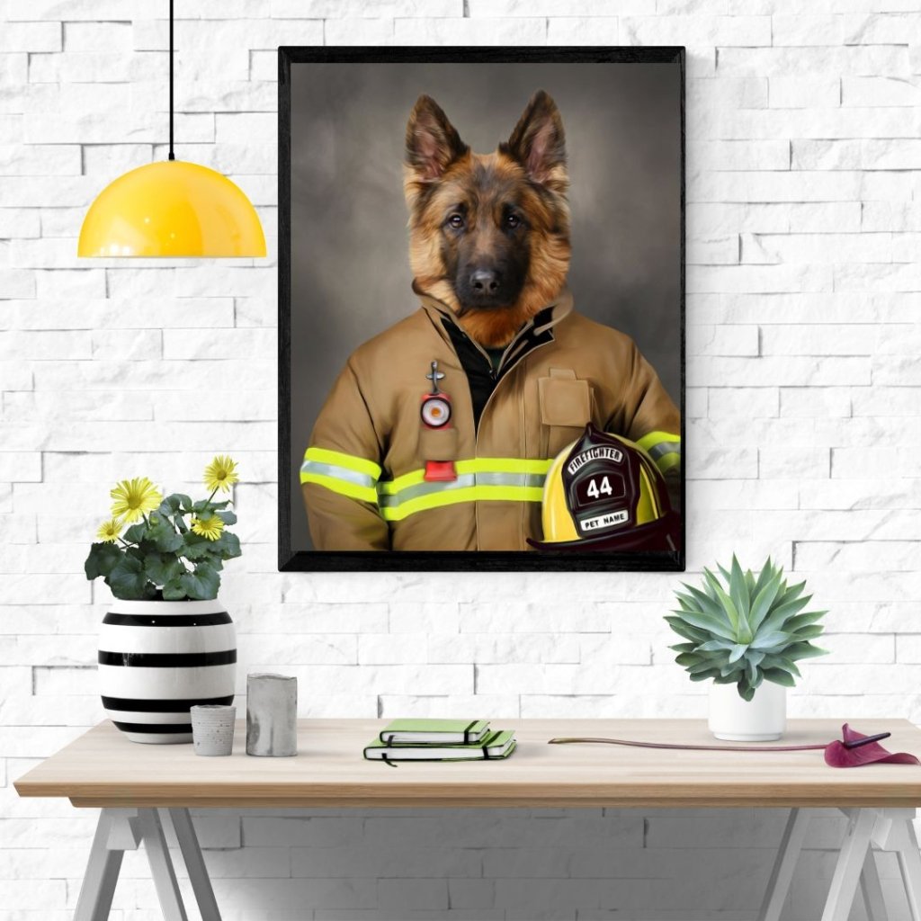 Pet Portraits | The Firefighter: Custom Pet Portrait | Paw & Glory