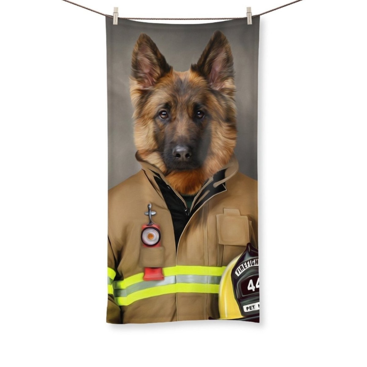 Pet Portraits | The Firefighter: Custom Pet Towel | Paw & Glory