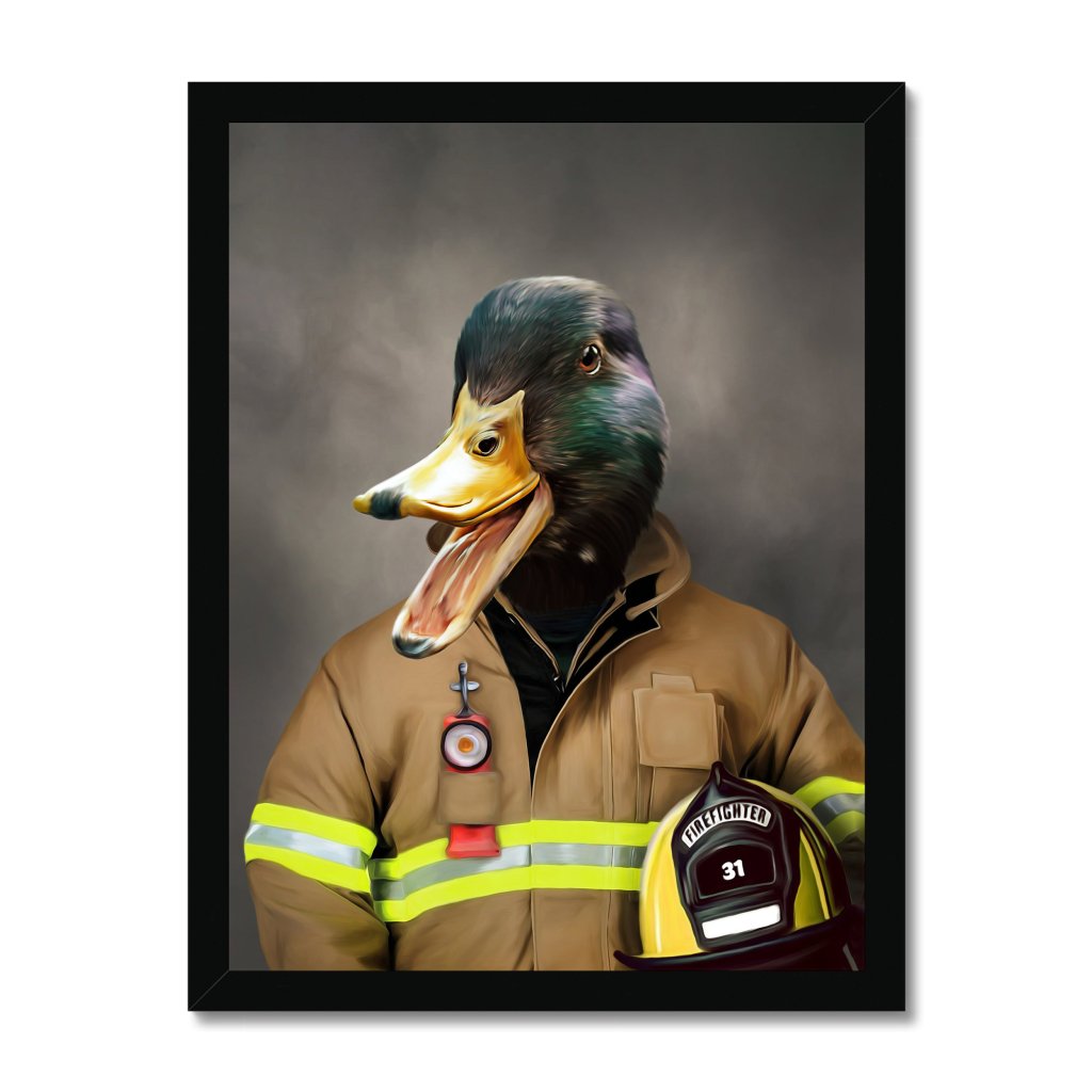 Pet Portraits | The Fireman: Animal Art Framed Portrait | Paw & Glory