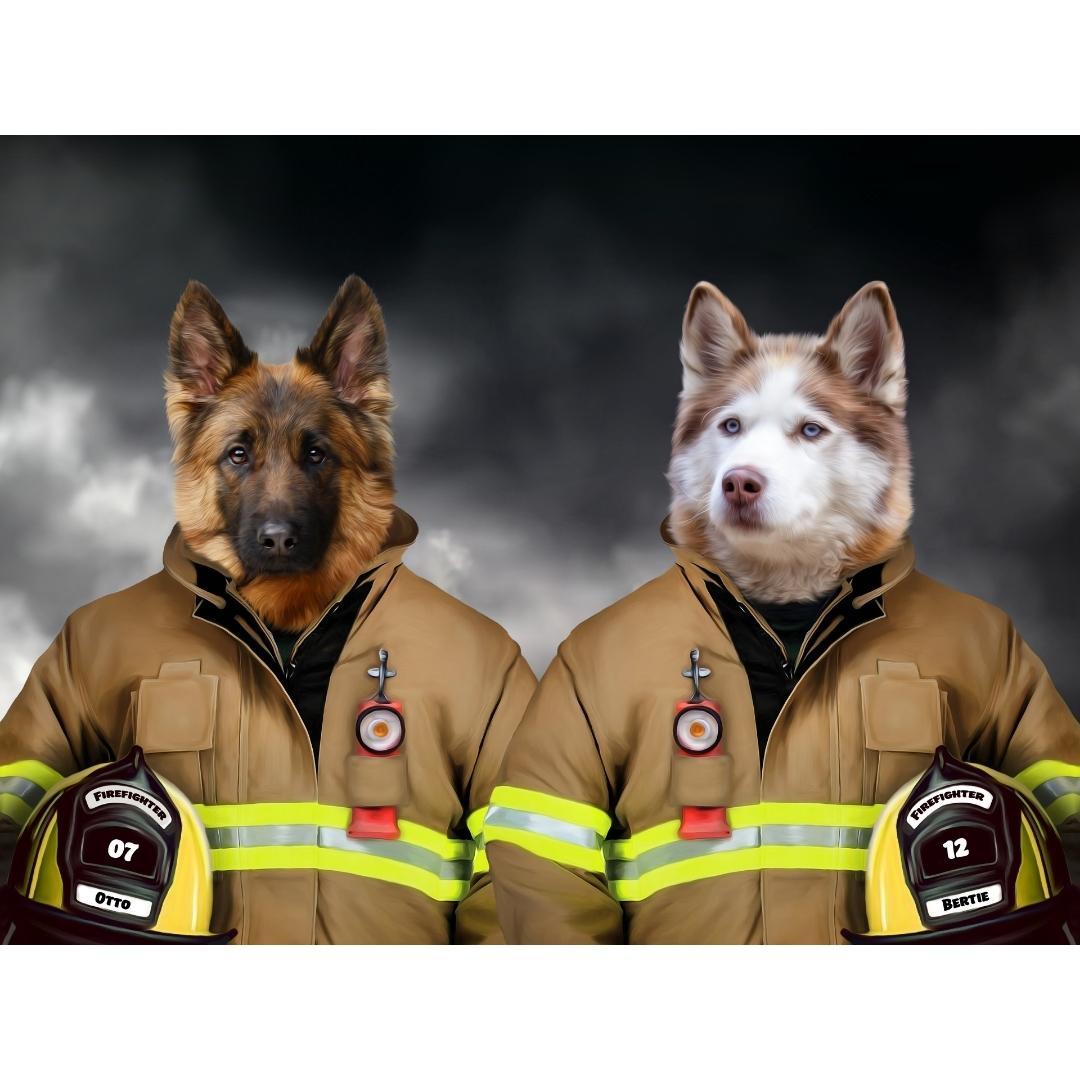 Pet Portraits | The Firemen: Custom Digital Download Pet Portrait | Paw & Glory