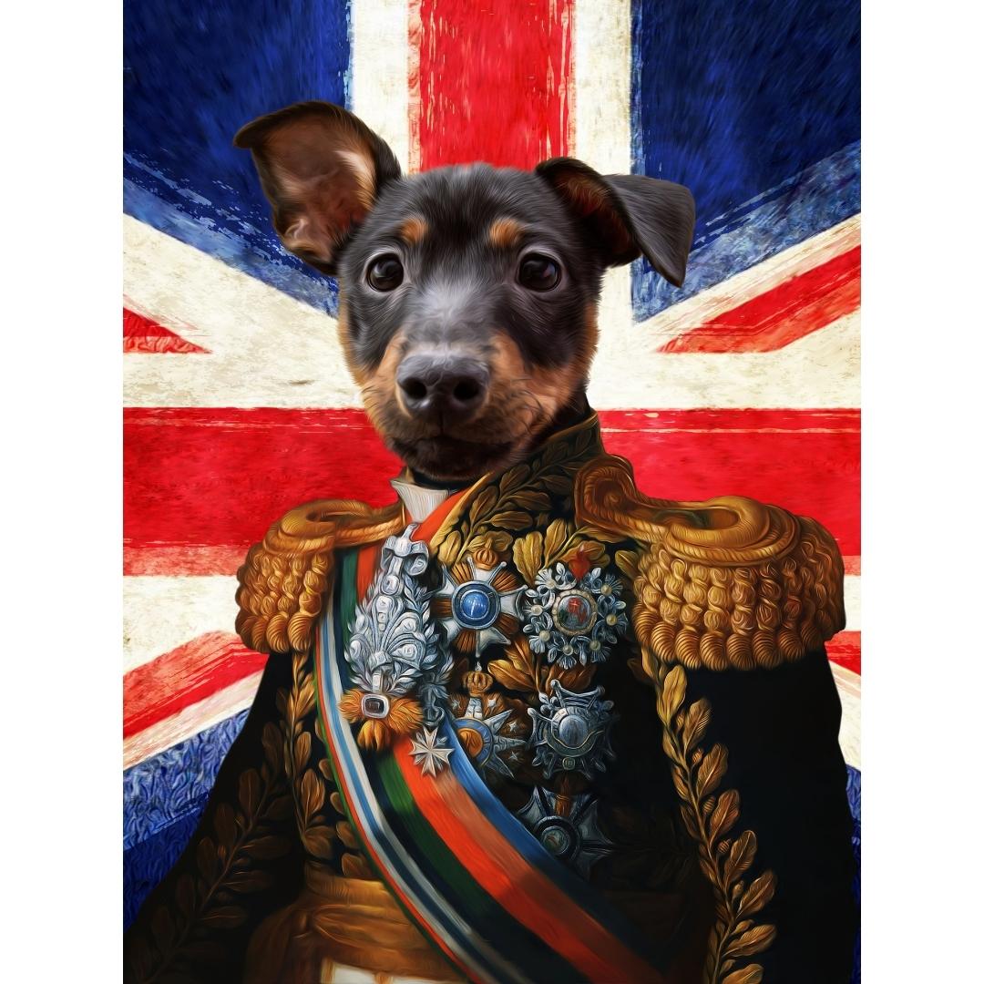 The First Lieutenant British Flag Edition: Custom Digital Download Pet Portrait - Paw & Glory - Dog Portraits - Pet Portraits