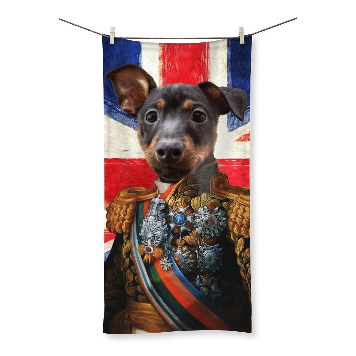 Pet Portraits | The First Lieutenant British Flag Edition: Custom Pet Towel | Paw & Glory