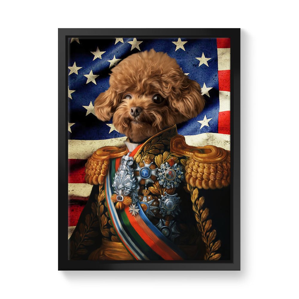 Pet Portraits | The First Lieutenant USA Flag Edition: Custom Pet Canvas | Paw & Glory