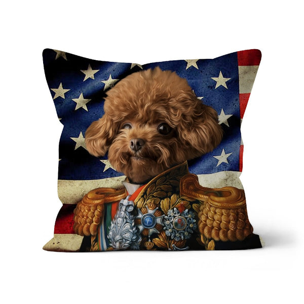 The First Lieutenant USA Flag Edition: Custom Pet Pillow | royal pet portrait | Paw & Glory