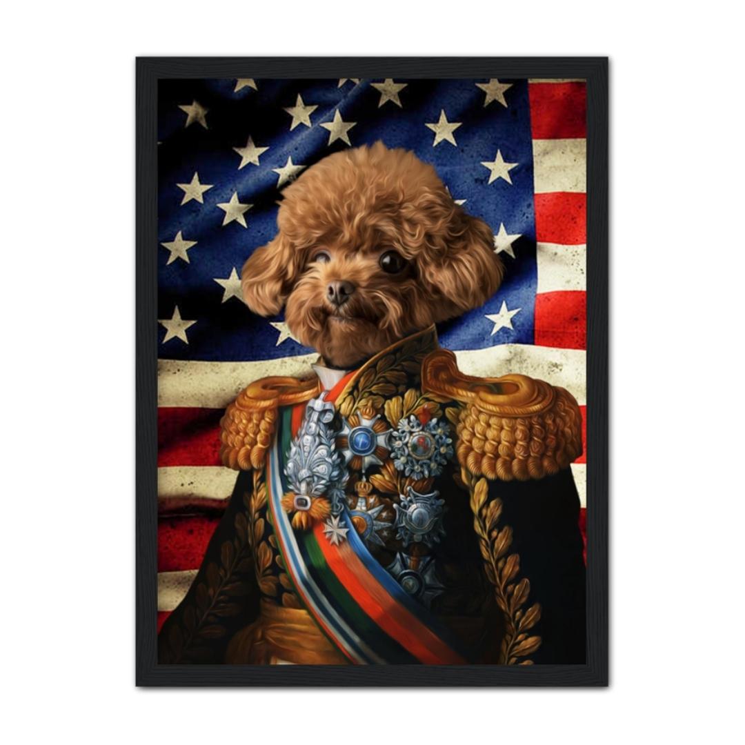 Pet Portraits | The First Lieutenant USA Flag Edition: Custom Pet Portrait | Paw & Glory