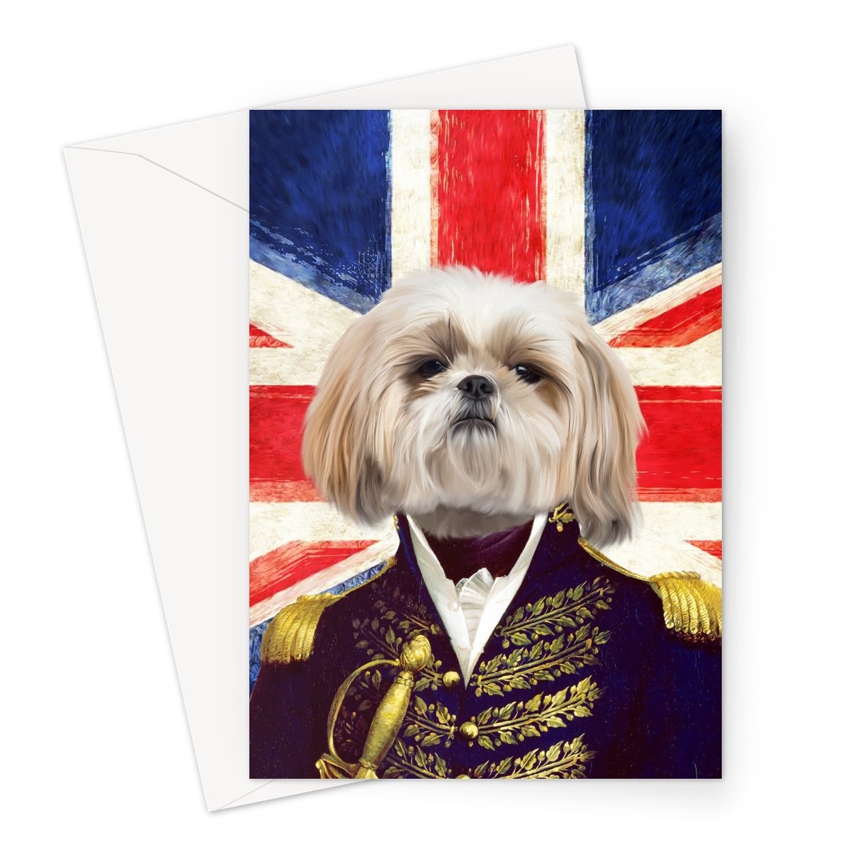Pet Portraits | The General - British Flag Edition: Custom Pet Greeting Card | Paw & Glory