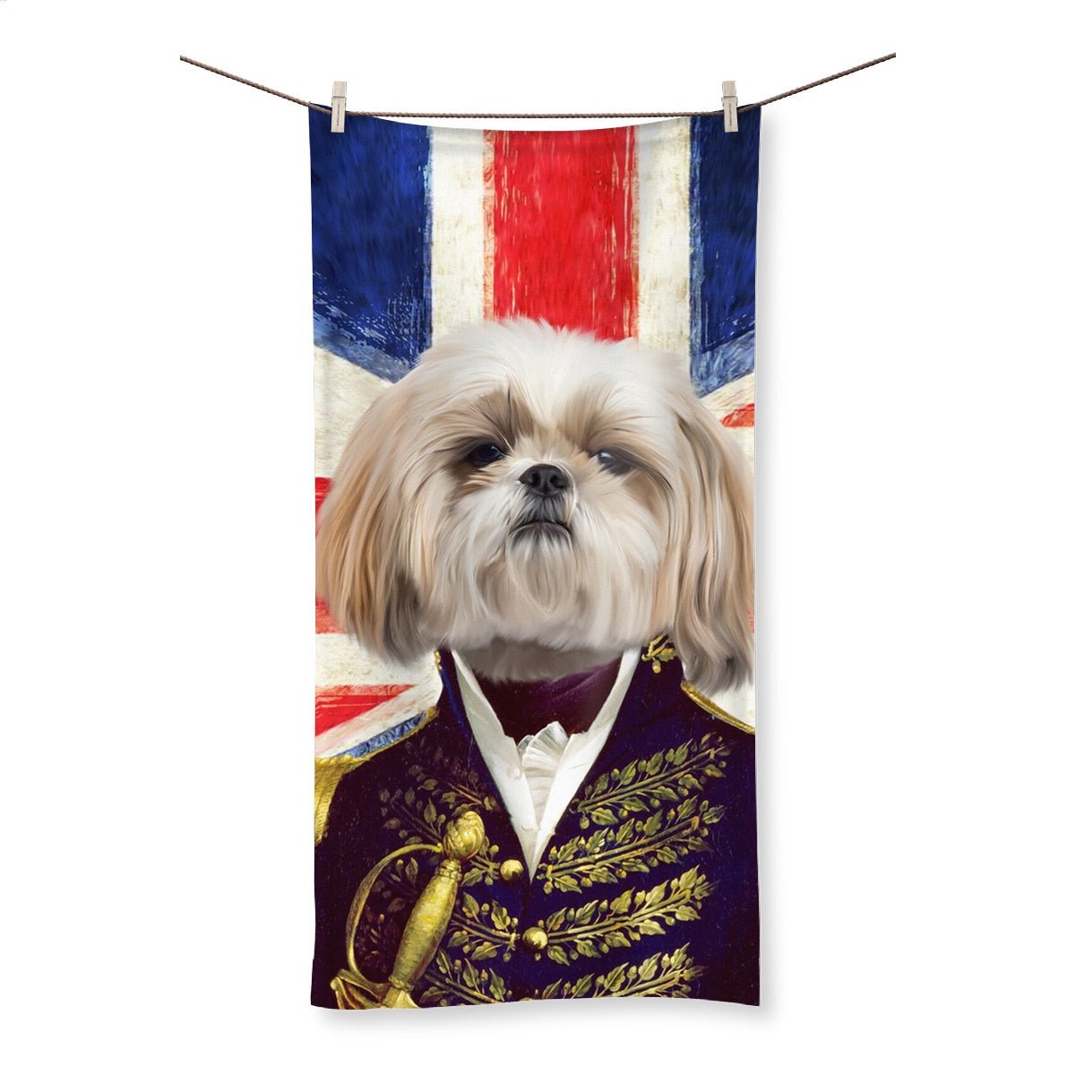 Pet Portraits | The General - British Flag Edition: Custom Pet Towel | Paw & Glory