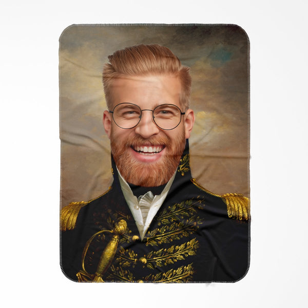 The General Male: Custom Hooman Blanket | royal pet portrait | Paw & Glory