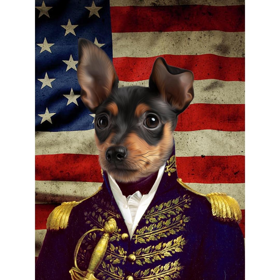 Pet Portraits | The General USA Flag Edition: Custom Digital Download Pet Portrait | Paw & Glory
