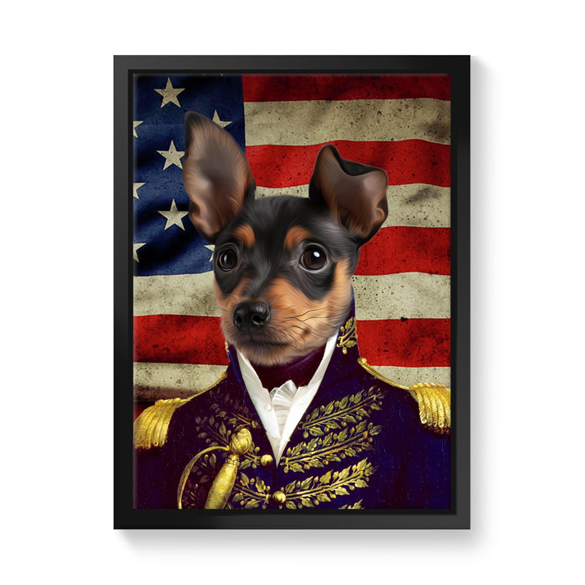 Pet Portraits | The General - USA Flag Edition: Custom Pet Canvas | Paw & Glory