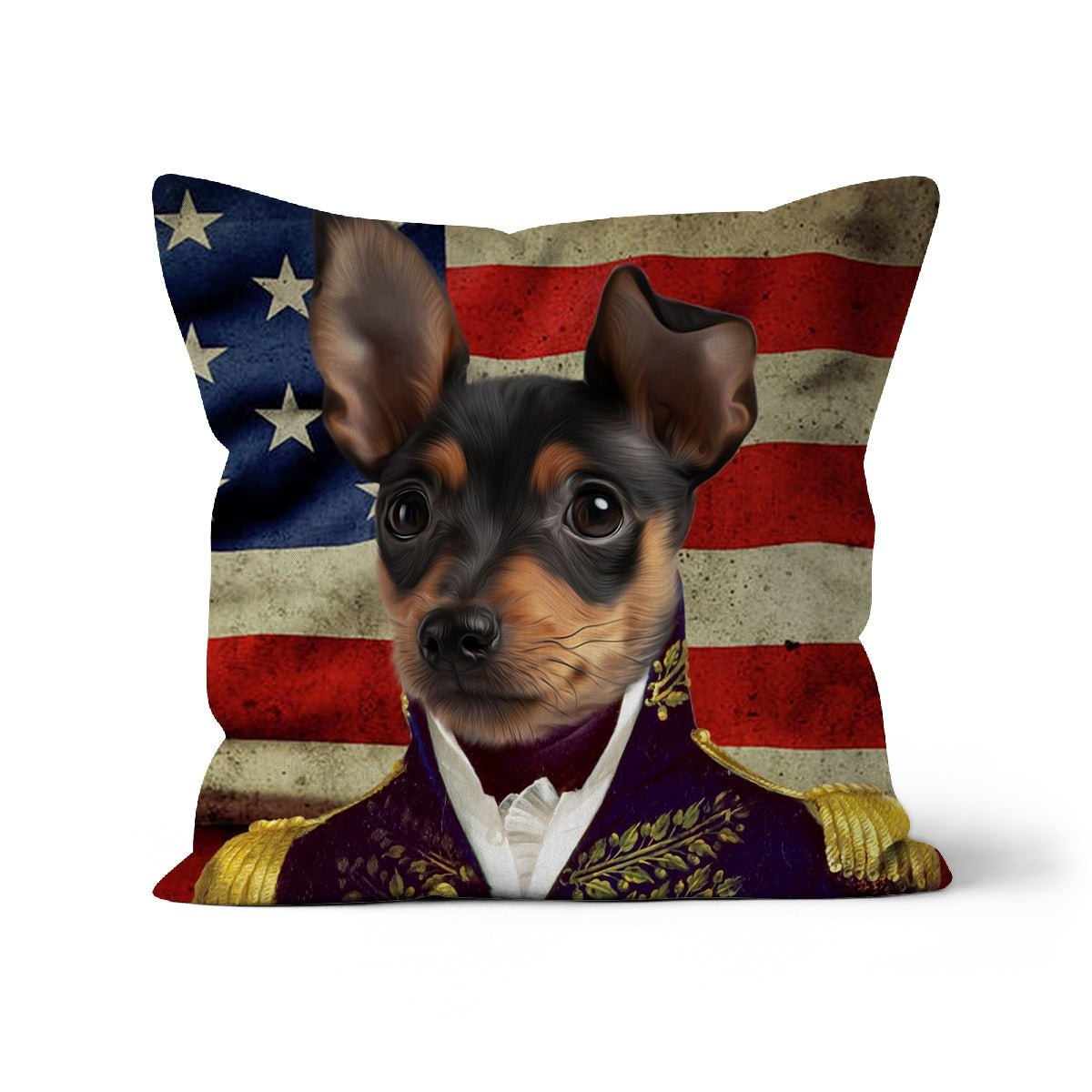 Pet Portraits | The General USA Flag Edition: Custom Pet Pillow | Paw & Glory