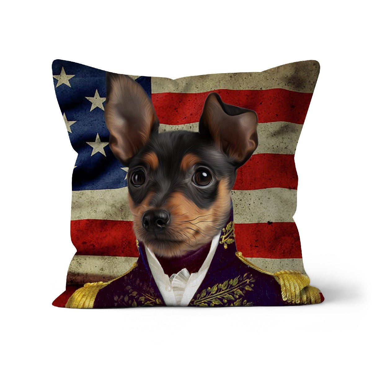 Pet Portraits | The General USA Flag Edition: Custom Pet Pillow | Paw & Glory