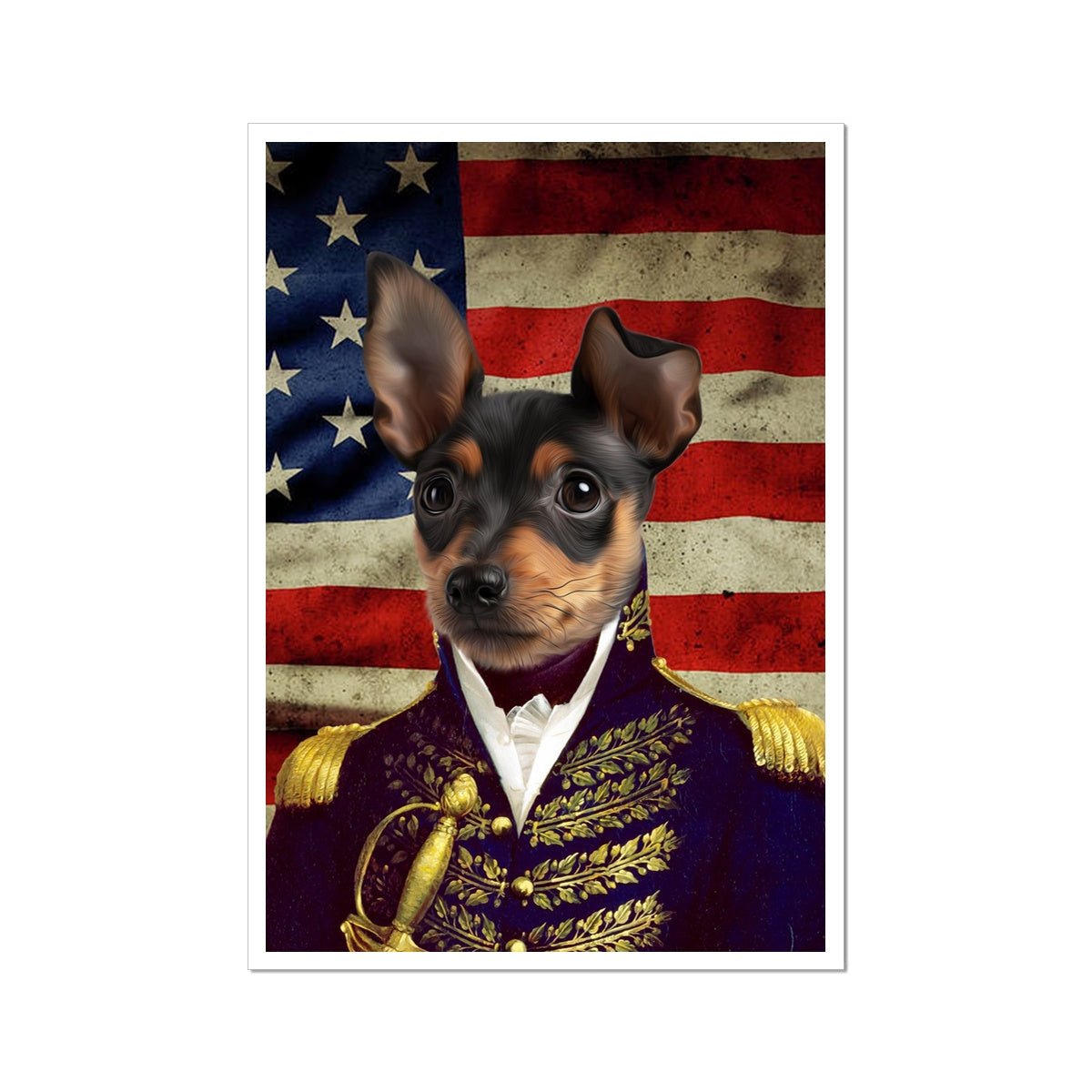 Pet Portraits | The General - USA Flag Edition: Custom Pet Portrait | Paw & Glory