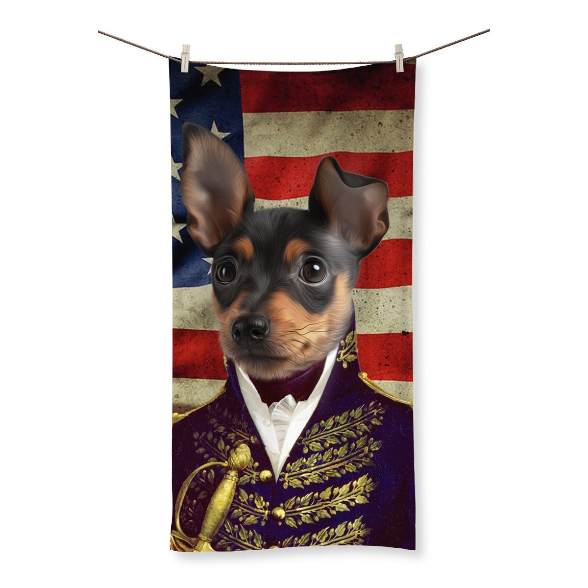 Pet Portraits | The General - USA Flag Edition: Custom Pet Towel | Paw & Glory