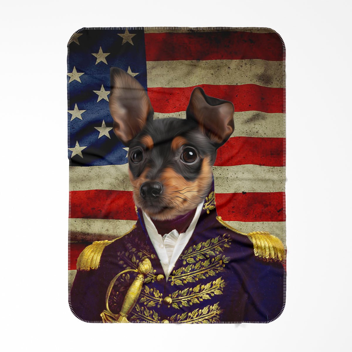 Pet Portraits | The General USA Flag Edtion: Custom Pet Blanket | Paw & Glory