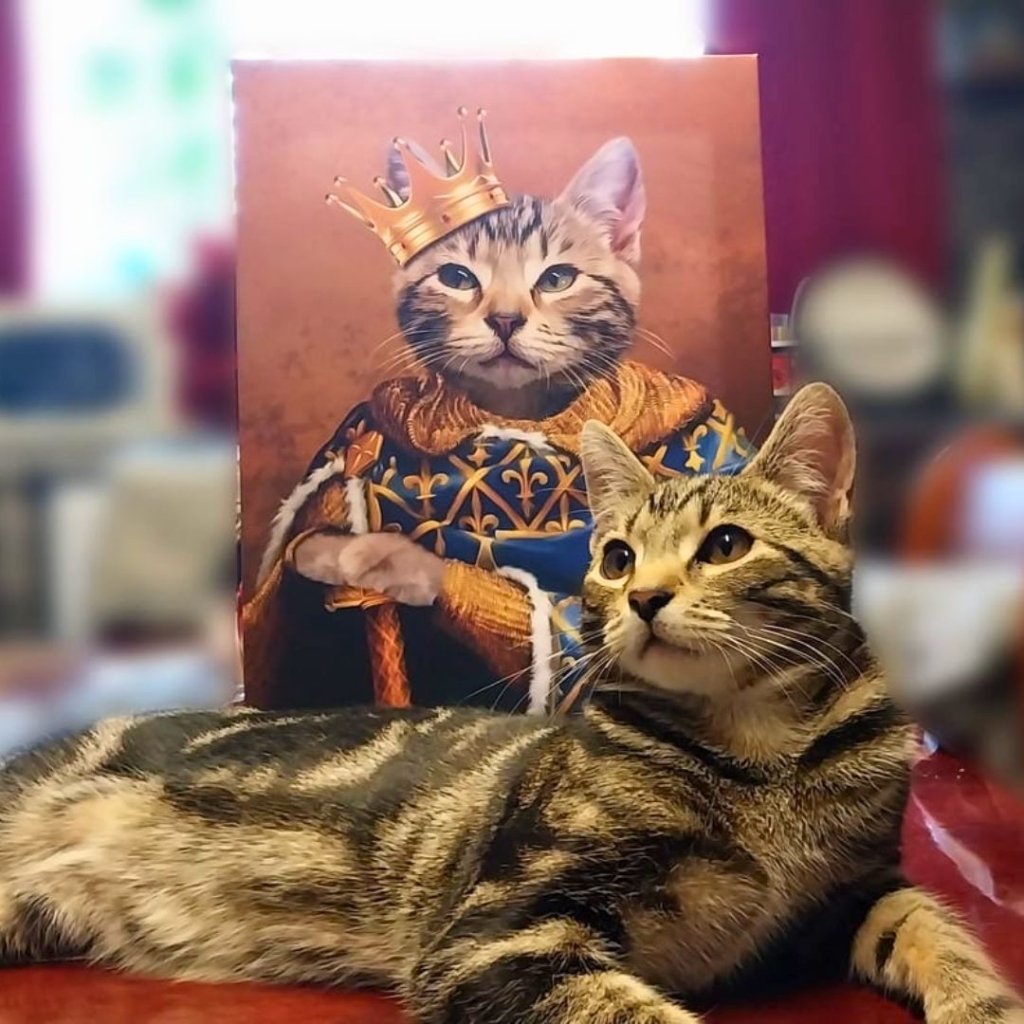 The Golden King: Custom Pet Portrait - Paw & Glory - Dog Portraits - Pet Portraits