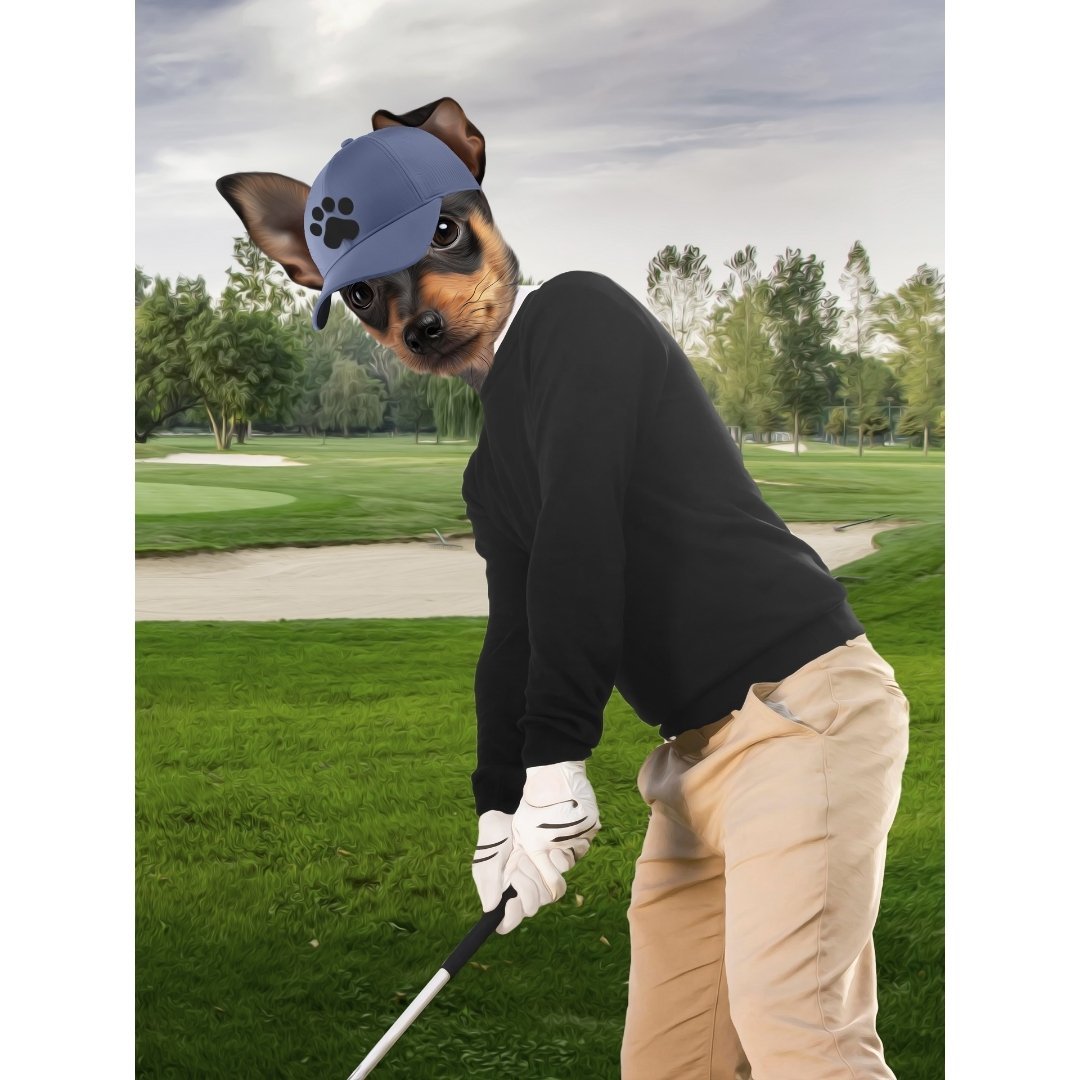 Pet Portraits | The Golfer: Custom Digital Download Pet Portrait | Paw & Glory