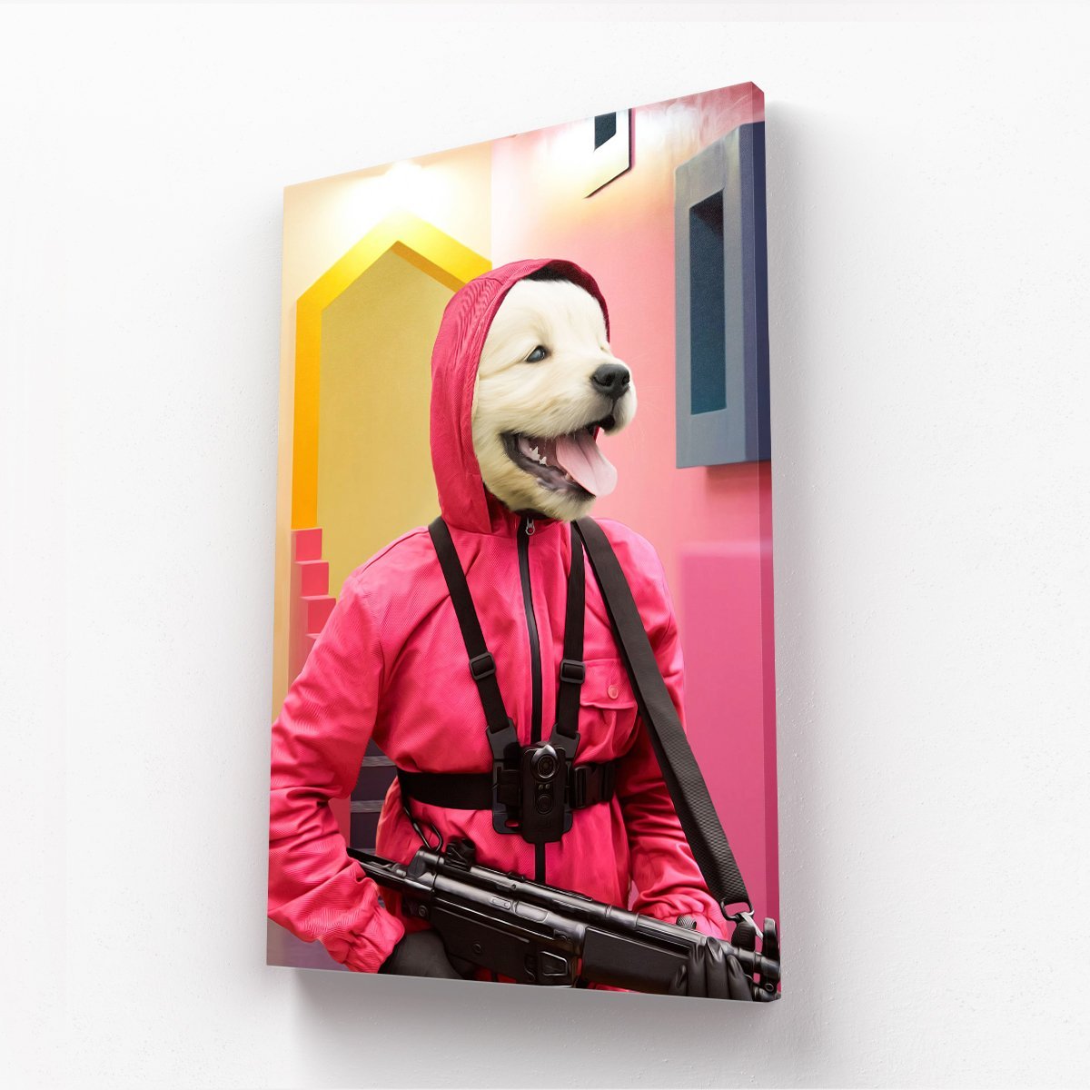 Masked Game Guard Custom Pet Canvas | Custom Pet Portrait Canvas | Paw & Glory