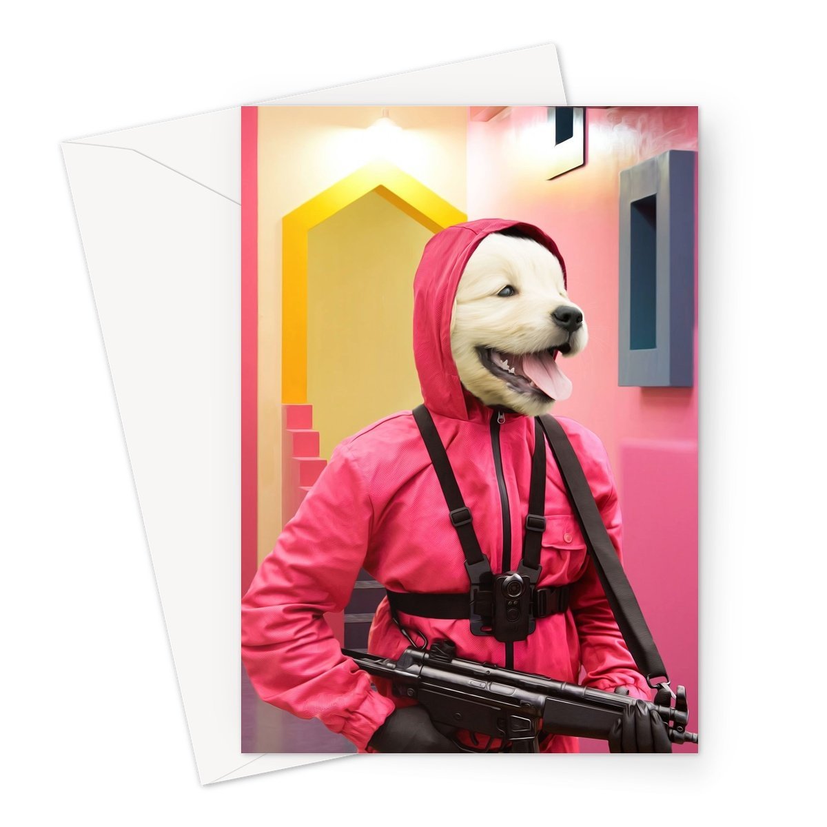 Pet Portraits | The Guard (Squid Games Inspired): Custom Pet Greeting Card | Paw & Glory