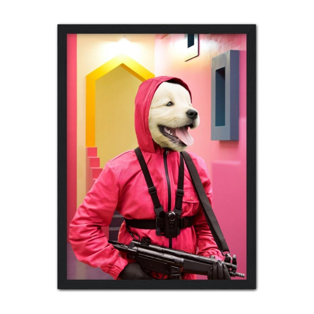 Masked Game Guard Custom Pet Portrait | Paw & Glory