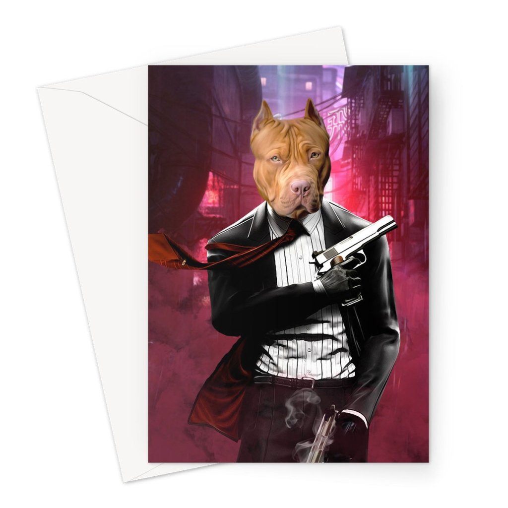 Pet Portraits | The Hitman: Custom Pet Greeting Card | Paw & Glory