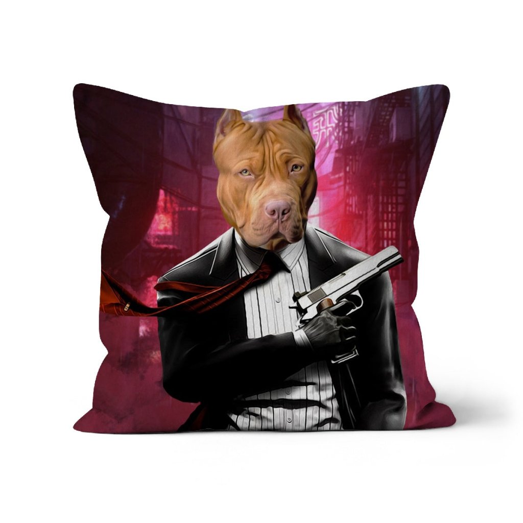 Pet Portraits | The Hitman: Custom Pet Pillow | Paw & Glory