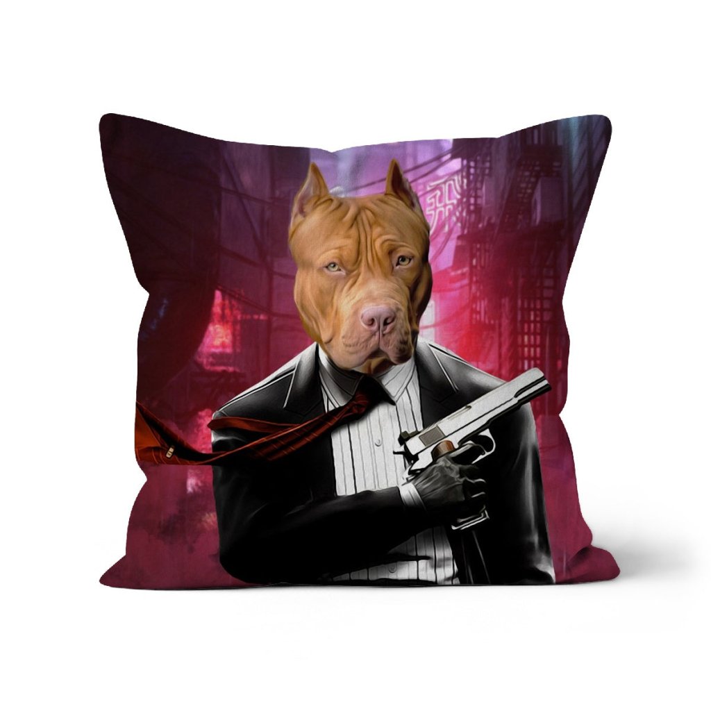 Pet Portraits | The Hitman: Custom Pet Pillow | Paw & Glory