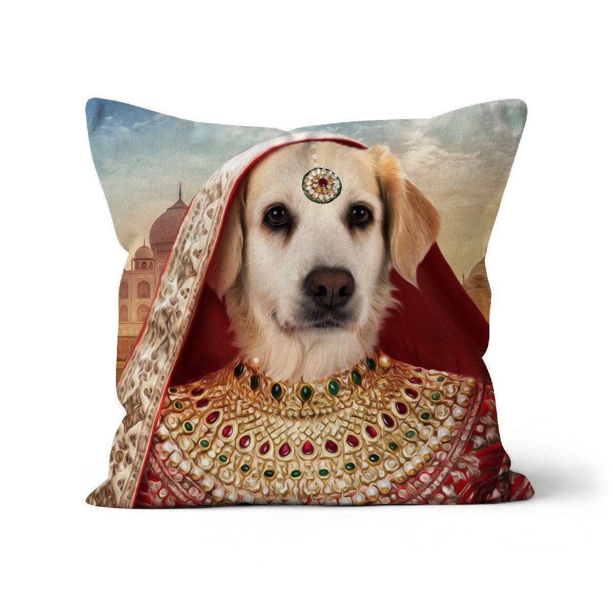 Pet Portraits | The Indian Rani: Custom Pet Pillow | Paw & Glory