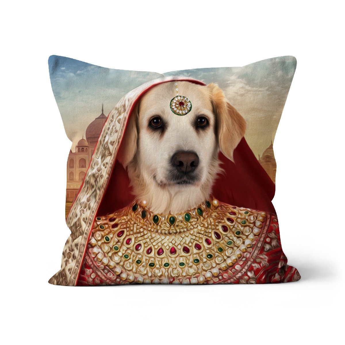 Pet Portraits | The Indian Rani: Custom Pet Pillow | Paw & Glory