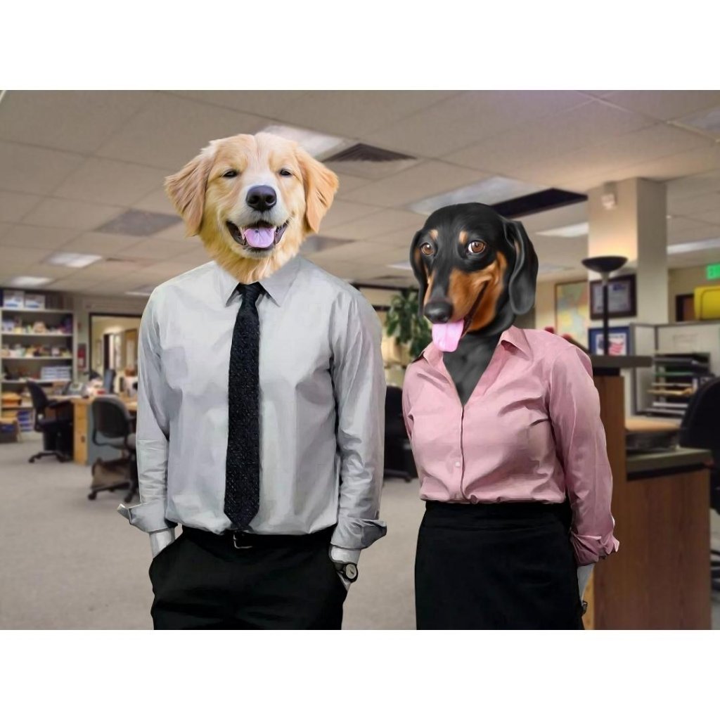 Pet Portraits | The Jim & Pam (The Office Inspired): Custom Digital Download Pet Portrait | Paw & Glory