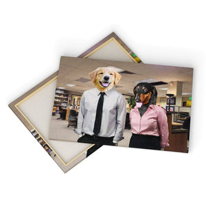 The Jim & Pam (The Office Inspired): Custom Pet Canvas - Paw & Glory - Dog Portraits - Pet Portraits